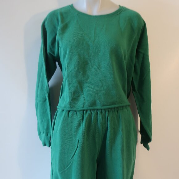 Womens The Westside Green 2-Pc Set Cropped Sweatshirt/M Wide-Leg Pants/S - Picture 3 of 15